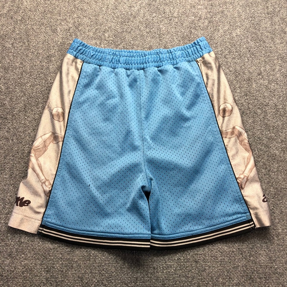 Vintage AND1 Basketball Shorts Light Blue Mesh Graphic Side Panel Mens S